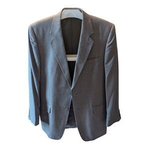 Versini Silk Blend Blazer Jacket Mens 42L Gray 2-Button Modern Professional